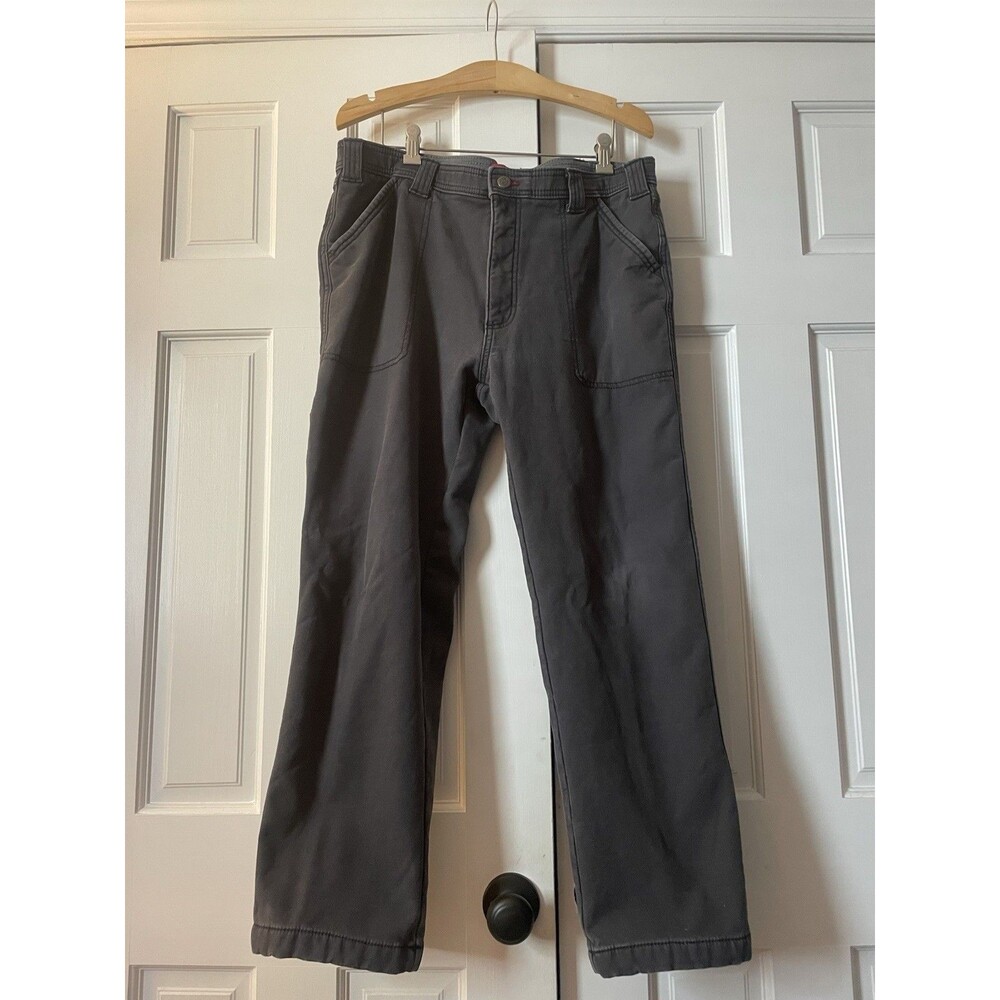 Coleman Mens Fleece Lined Carpenter Pants 34x30 Gray Canvas Utility Workwear